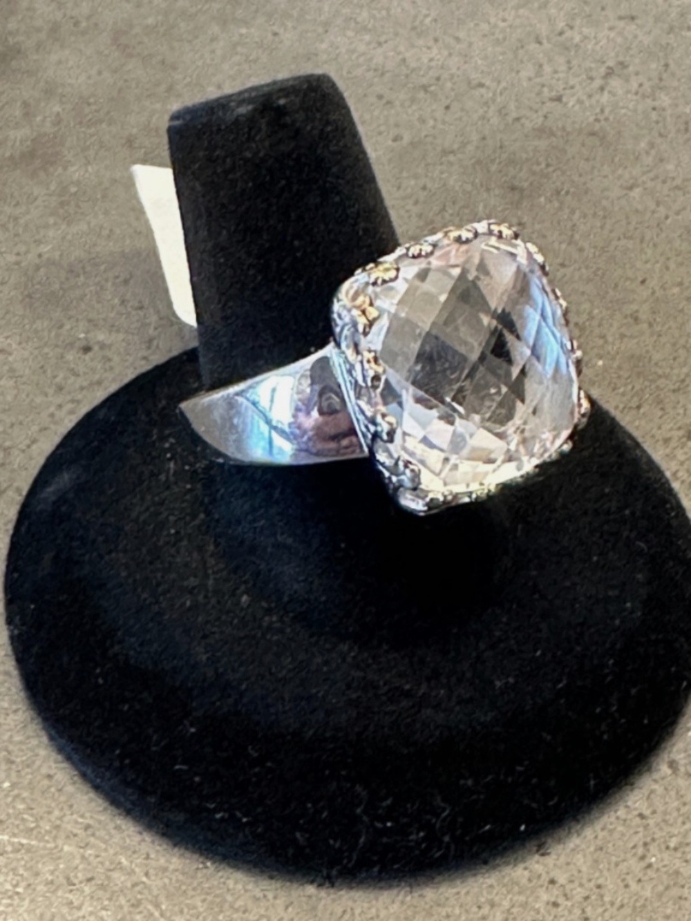 12.40 ctw Clear Crystal Brass With Rhodium Plated Ring Size 8 NWT